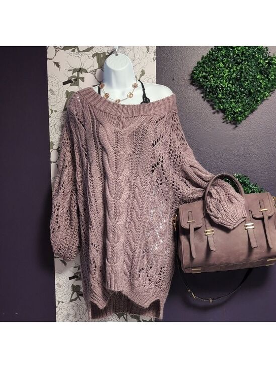 Sweaters - 3 Bird Nest Lilac Off-the-Shoulder Sweater